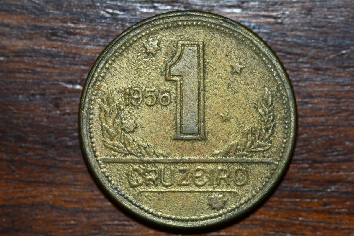 Moeda Brasil - 1 Cruzeiro - 1956 - SOBERBA/FLOR DE CUNH